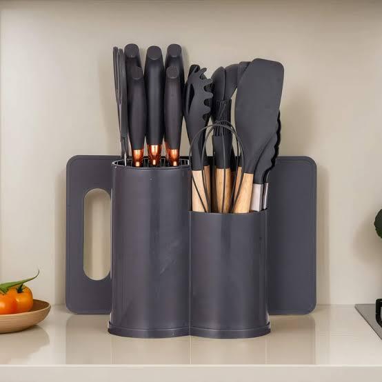19 Pcs Kitchen Utensils Set-Dark Grey