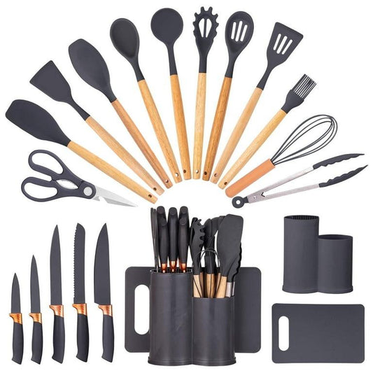 19 Pcs Kitchen Utensils Set-Dark Grey
