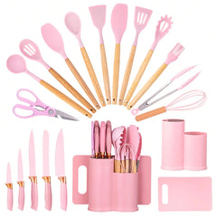 19 Pcs Kitchen Utensils Set-Pink