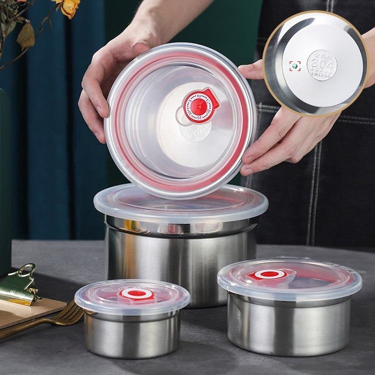 Stainless Steel Solid Airtight Bowls 4 pcs
