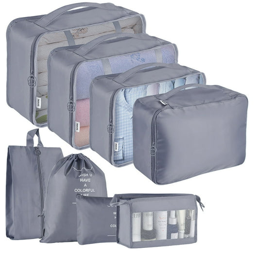 8 Pcs Waterproof Travel Storage Bag (Grey)