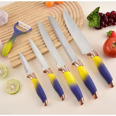 13-piece Kitchen Knife and Utensils Set(Blue&Yellow)