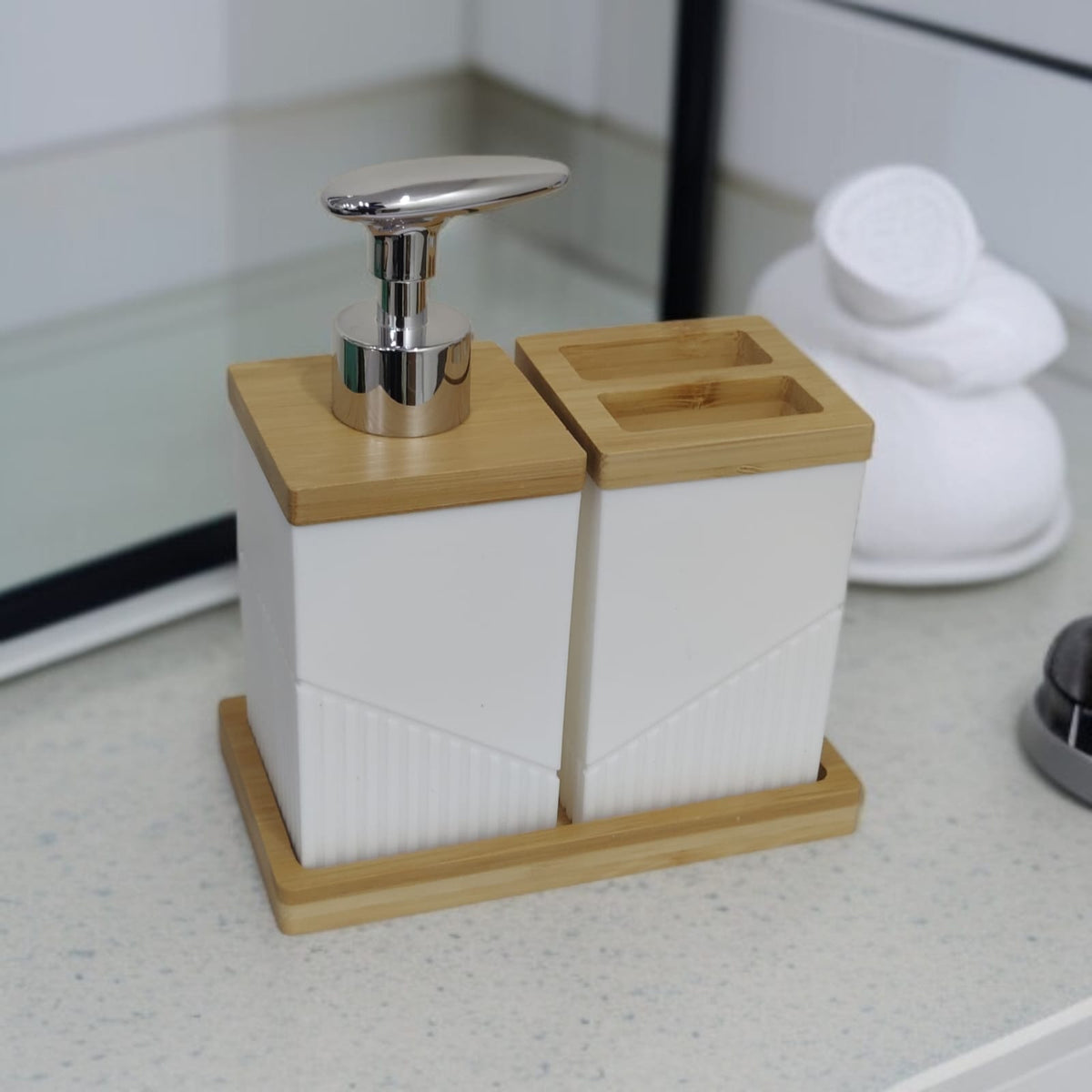 2 Pcs Wooden Lid Bath Accessories Set