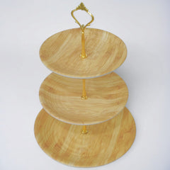 3 Tier Melamine Pastry Tray Round (Wooden Texture)