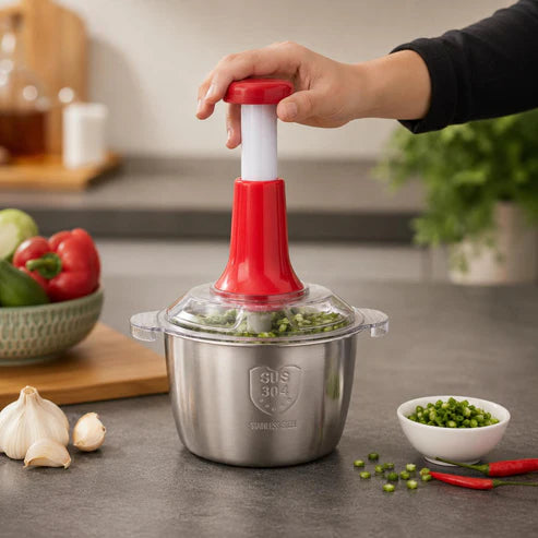 Hand Pressure Vegetable Chopper Steel Bowl