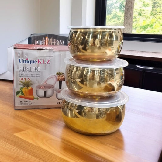 3 Pcs Stainless Steel Golden Bowls