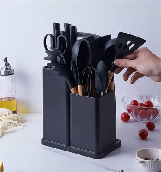19 Pcs Silicone Cooking Kitchen Utensils Set Black