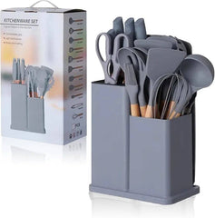 19 Pcs Silicone Cooking Kitchen Utensils Set Dark Grey