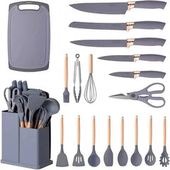 19 Pcs Silicone Cooking Kitchen Utensils Set Dark Grey