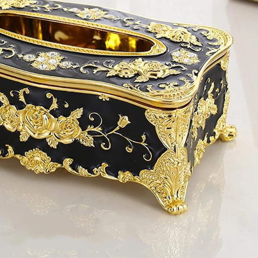 European Style Tissue Paper Box Case-Black Golden