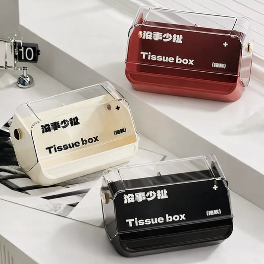 Durable Plastic Anti Slip Tissue Box-Red
