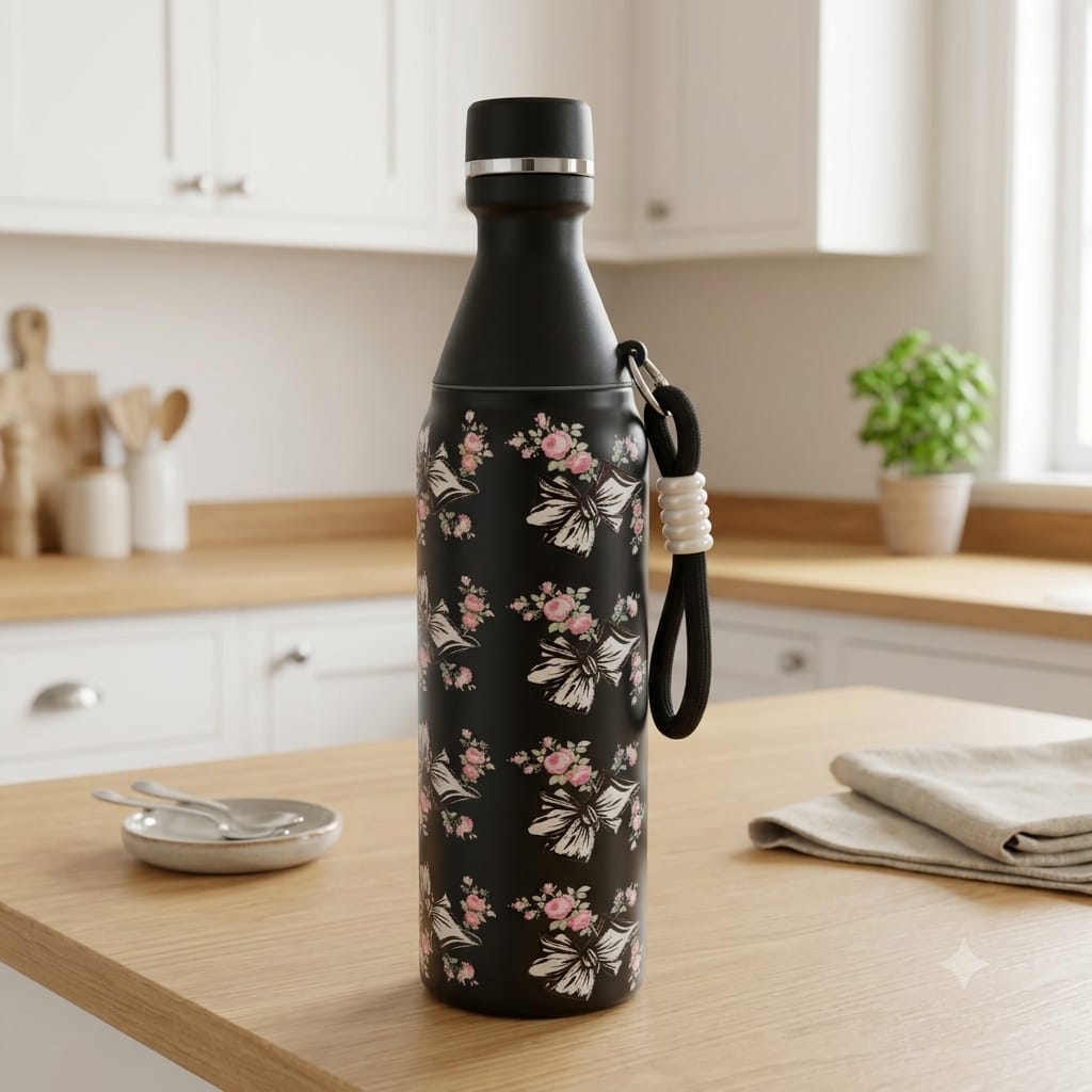 Double Wall Insulated Water Bottle-Black