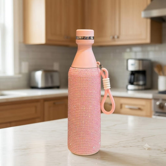 Rhinestone Thermal Water Bottle-Pink