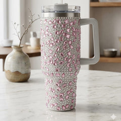 Sparkly Rhinestone Thermos Cup & Tumbler (Pink)