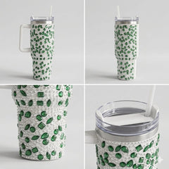 Sparkly Rhinestone Thermos Cup & Tumbler (Green)