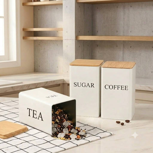 3 Pcs Metal Storage Jar Set