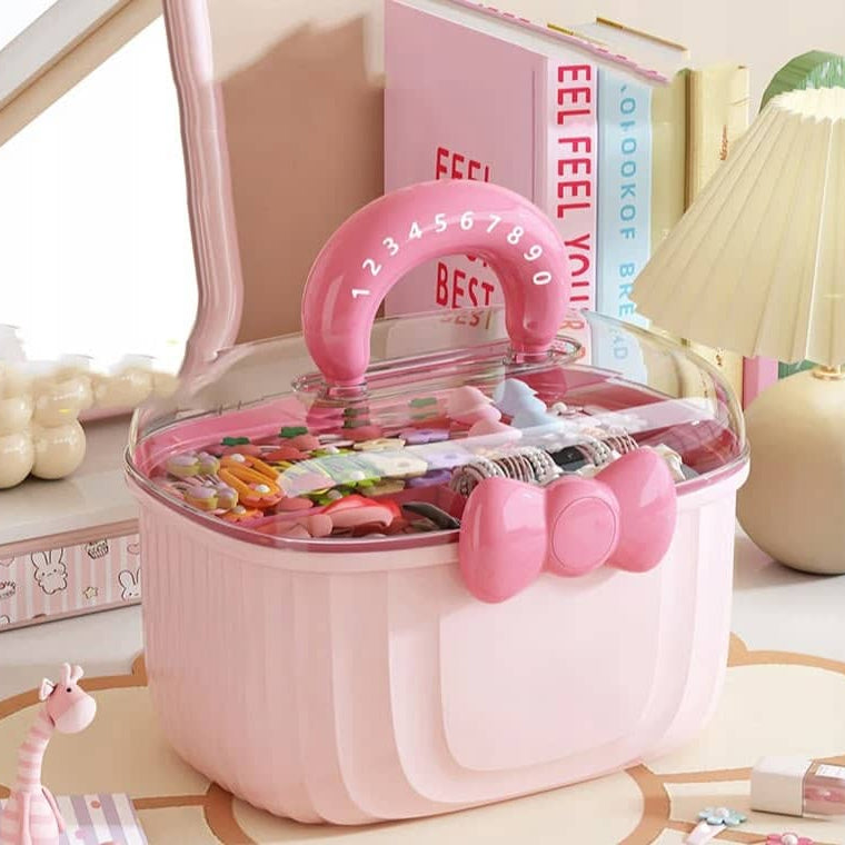 Double Layer Accessories Storage Box-Pink