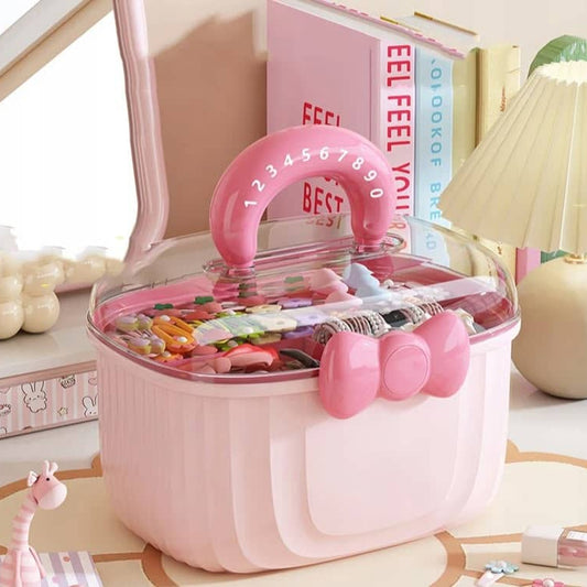Double Layer Accessories Storage Box-Pink