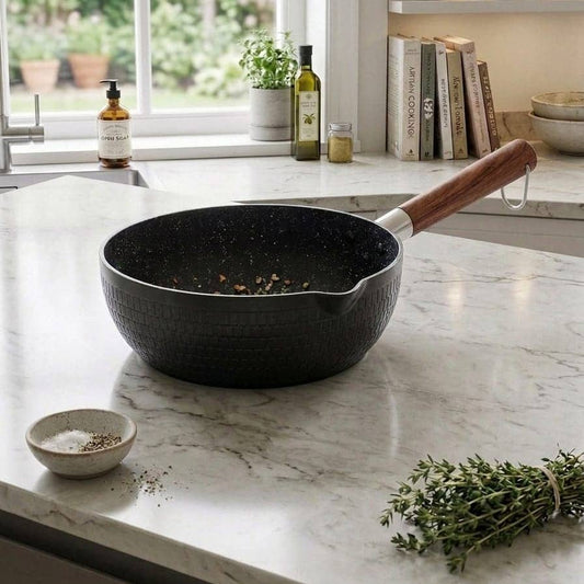 Non-Stick Milk Pot with Handle Black 20CM