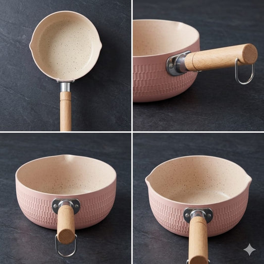 Non-Stick Milk Pot with Handle Pink 18CM