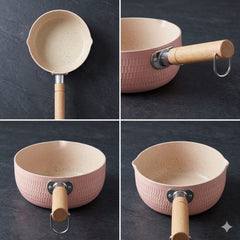 Non-Stick Milk Pot with Handle Pink 18CM