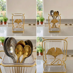 Acrylic Cutlery Holder with Metal Stand