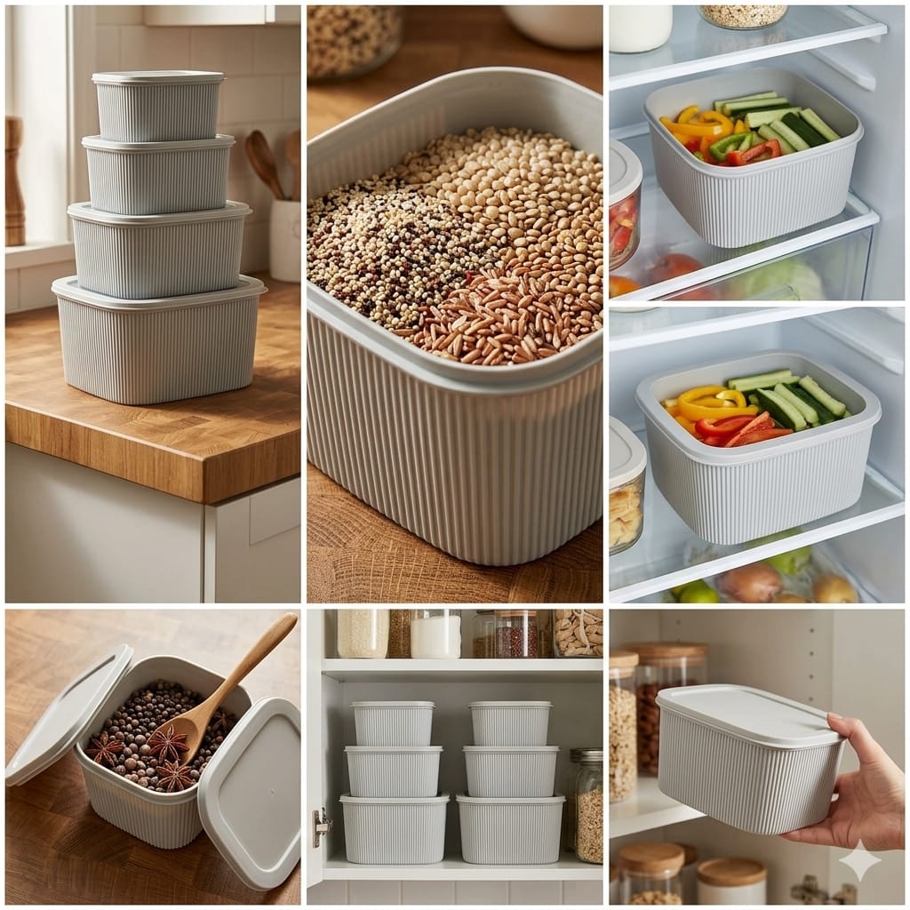 4-Piece Kitchen Storage Box Set-Grey