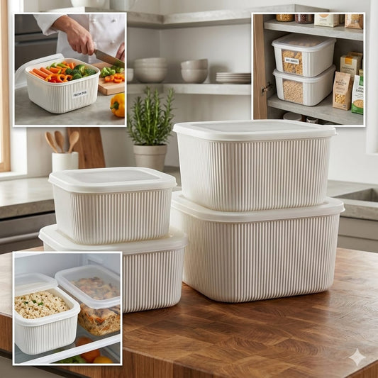 4-Piece Kitchen Storage Box Set-White