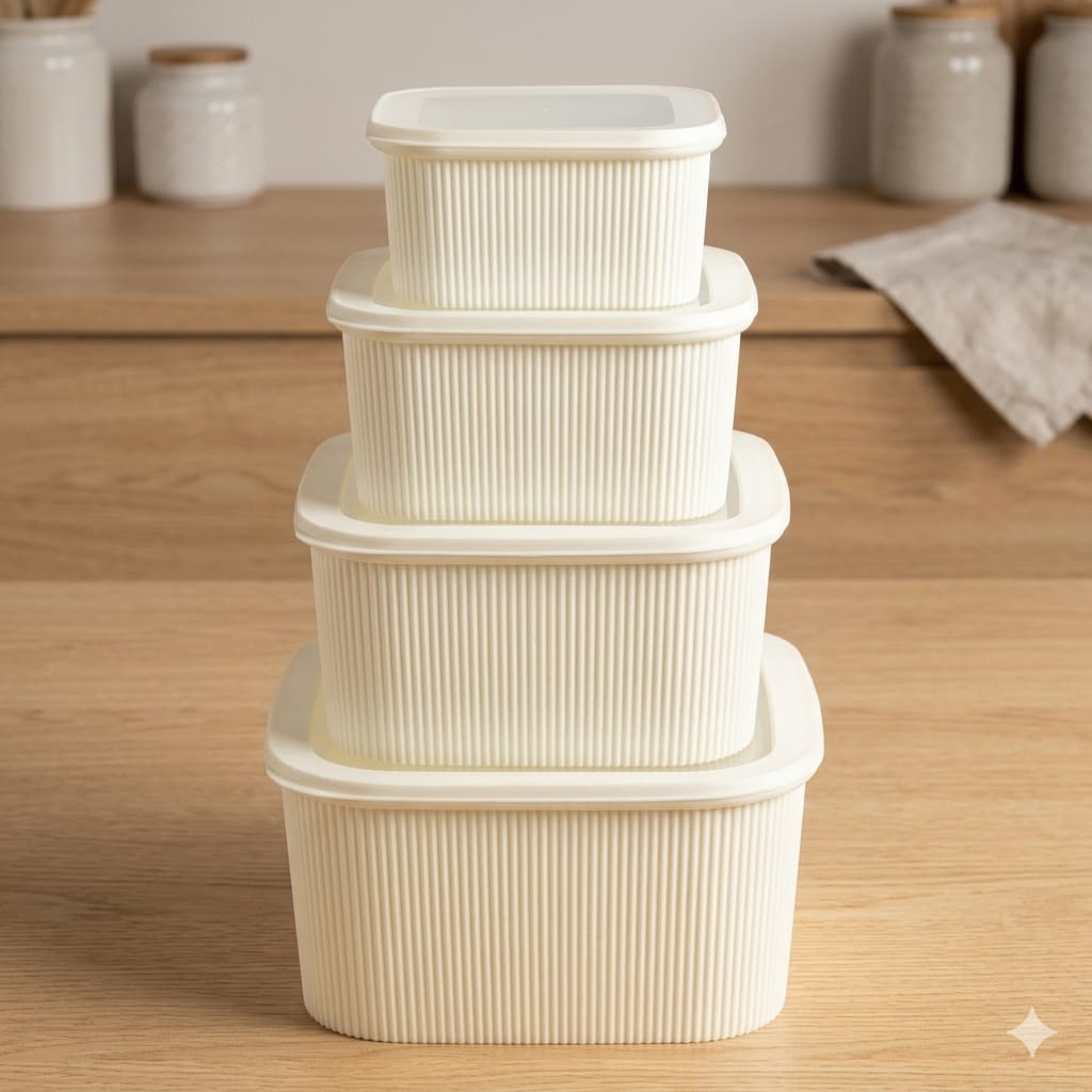 4-Piece Kitchen Storage Box Set-White