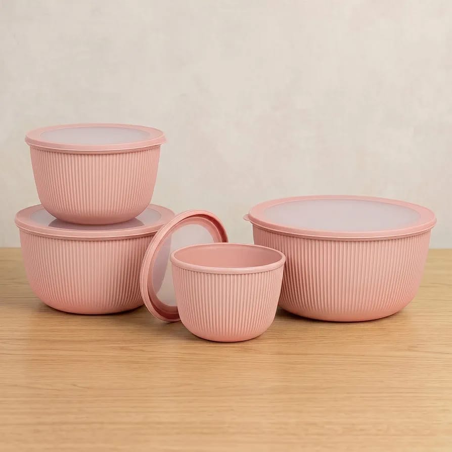 4-piece Storage Box Set Round-Pink