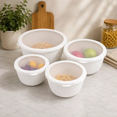 4-piece Storage Box Set Round-White