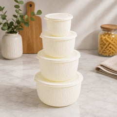 4-piece Storage Box Set Round-White
