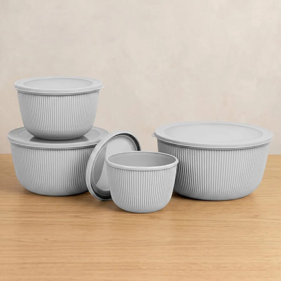 4-Piece Storage Box Set Round-Grey
