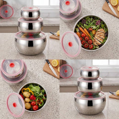 Set of 3 Stainless Steel Bowls