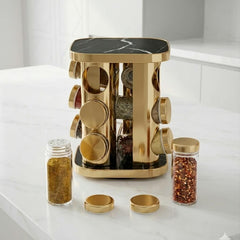 12in1 Revolving Glass Spice Jar Rack (Square)