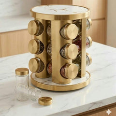 12in1 Revolving Glass Spice Jar Rack (Round)