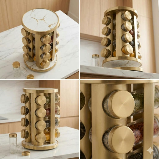 16in1 Revolving Glass Spice Jar Rack (Round)