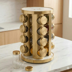 16in1 Revolving Glass Spice Jar Rack (Round)