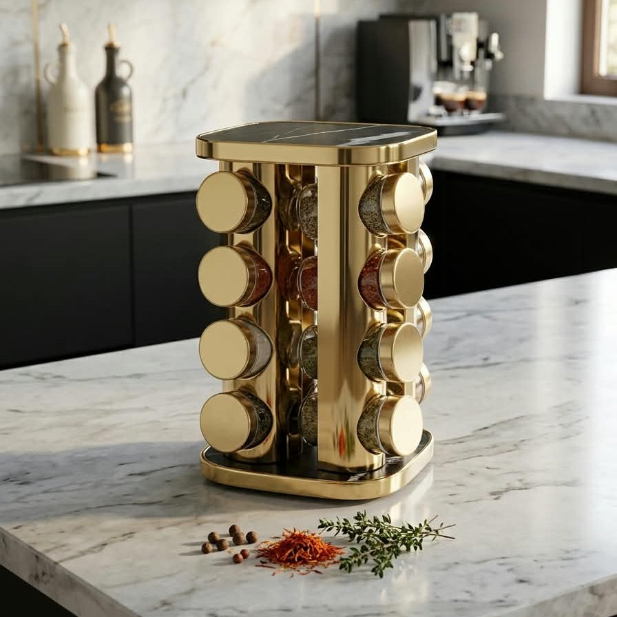 16in1 Revolving Glass Spice Jar Rack (Square)