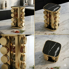 16in1 Revolving Glass Spice Jar Rack (Square)
