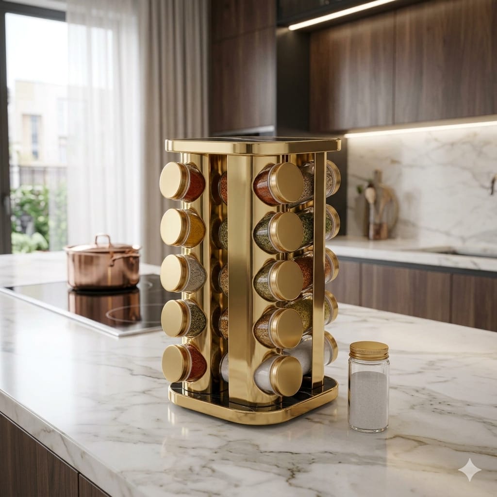 20in1 Revolving Glass Spice Jar Rack (Square)