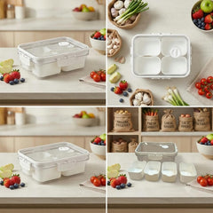 4 Compartment Rectangle Snack Storage Box