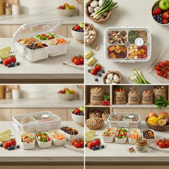 4 Compartment Rectangle Snack Storage Box