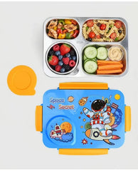4 Compartment Stainless Steel Lunch Box-Blue