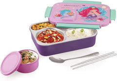 4 Compartment Stainless Steel Lunch Box-Blue