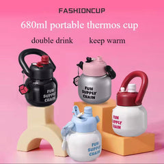 Double Drink Portable Insulated Water Bottle