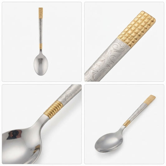 6 Pcs Stainless Steel Spoon D2-Silver