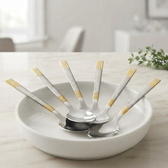 6 Pcs Stainless Steel Spoon D2-Silver