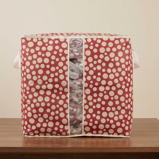 110GSM Cloth Storage Bag 1 Pc Mehroon(White Polka Dot)