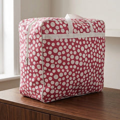 110GSM Non-Woven Luggage Mehroon (White Polka Dot)